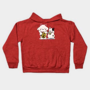 Japanese Lucky Dog and Cat Kids Hoodie